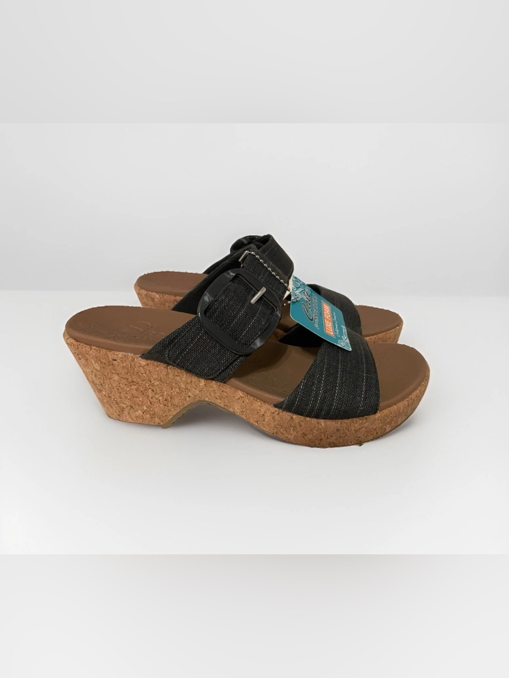 Skechers Cali Brystol Vegan Wedge Sandals Black Size 9M NEW Tags Platform Slide